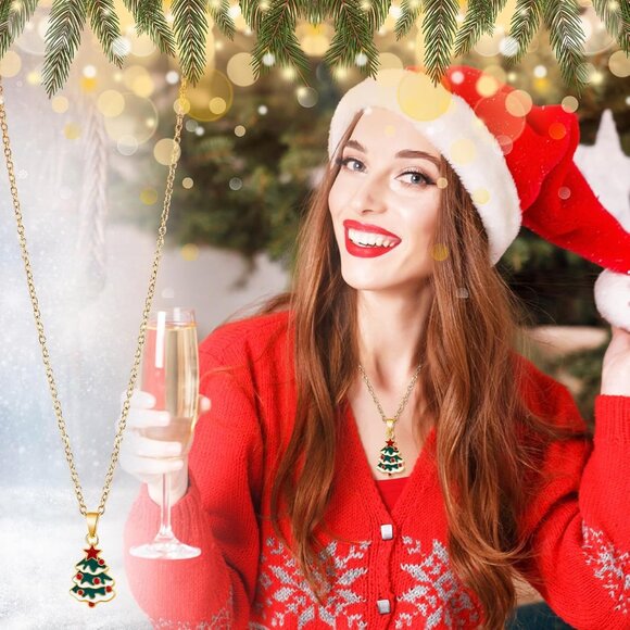 48 Pieces Christmas Necklaces Gift Set - Colorful Santa, Tree, Reindeer, Snowfla - Picture 5 of 7